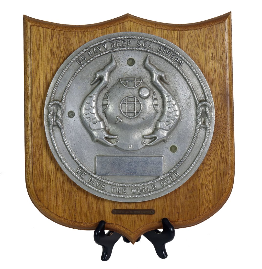 US Navy Deep Sea Divers Aluminum Plaque on Wood Frame (1 of 1)