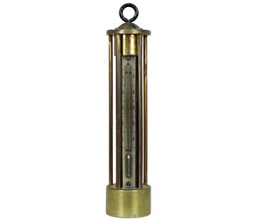 Antique English Underwater Mercury Thermometer Celsius: This is an impressive and heavy-duty antique English brass underwater thermometer. Weighting 2 pounds 7 ounces, this well-built instrument has a brass body with an enclosed thermometer. The instrument