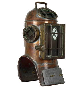 WW2 Miller Dunn Shallow Water Divinhood Style 3 Diving Helmet: During World War 2 the standard US Navy shallow water diving helmet was the Divinhood Style 3. These helmets have a classic appearance and were popular to use even after the war. The Divinhood Style 3