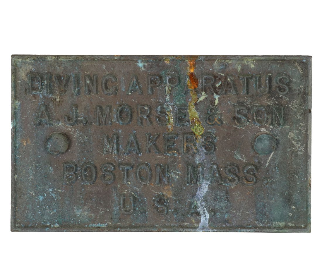 AJ Morse & Son Circa 1900 Diving Apparatus Box ID Plate (1 of 2)