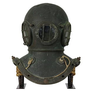 Early John Date 19th Century Canadian Diving Helmet: Presented for your consideration is what we believe to be an extremely early mid 1800s Canadian John Date diving helmet. John Date was established in 1853 in Montreal Canada. Mr. Date was a master cop