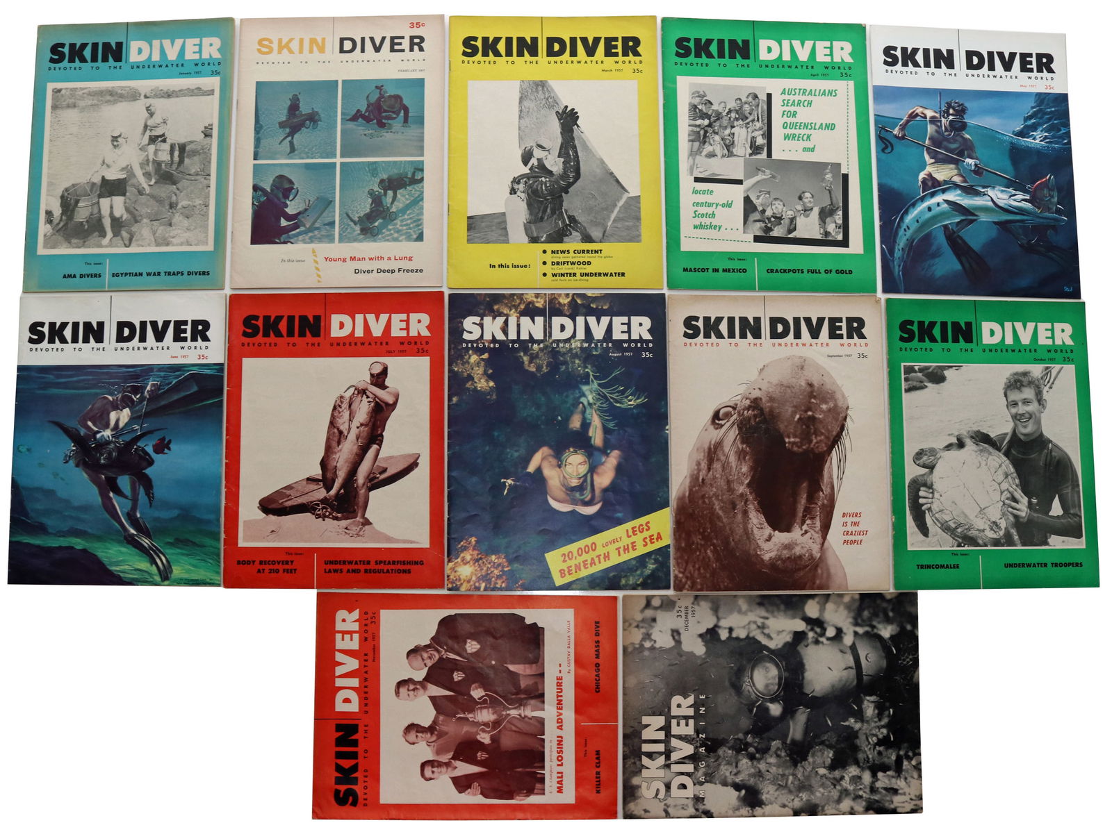 1957 The Skin Divers Magazine Entire Year (1 of 2)
