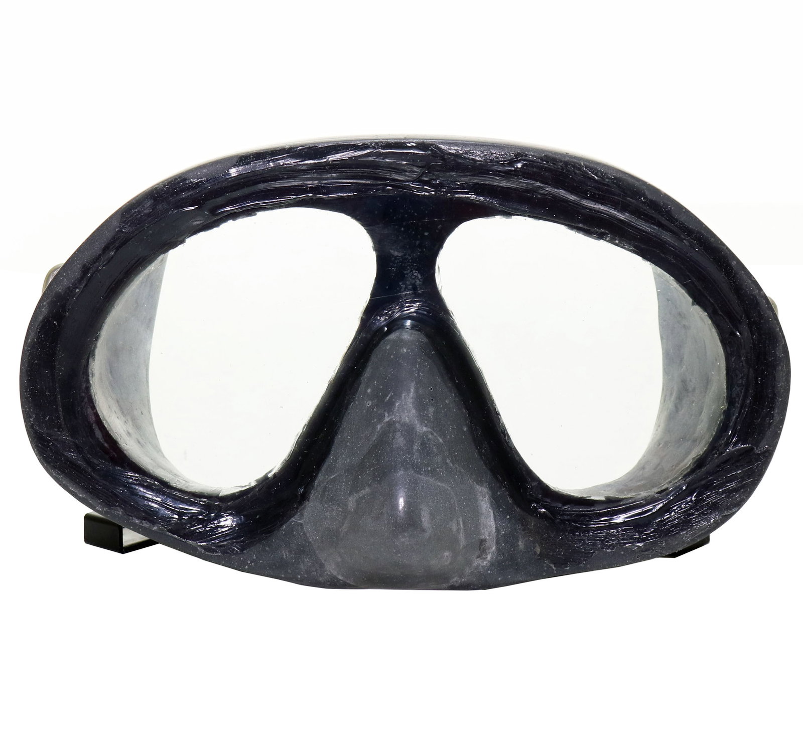 Terry Maas Early Dive Mask: This is an early example of a Terry Maas dive mask. This appears to have been made of a very durable and hard resin with strap loops incorporated on the sides. This is possibly a prototype based on it