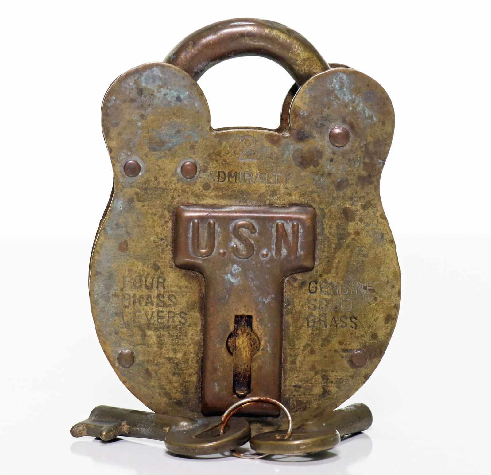 US Navy Brass Pad Lock With Keys (1 of 3)