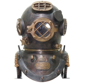 Salvaged US Navy Mark V Diving Helmet Schrader Nov. 1929