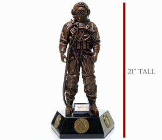 Bronze United States Navy Mark V Diver Monument Statuette