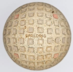 Spalding Square Mesh Pattern Orange Dot Antique Golf Ball