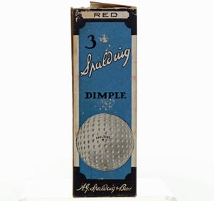 Three Spalding Red Dimple Golf Balls In Original Box