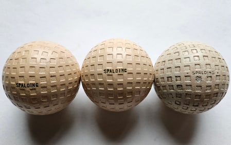 3 Spalding KRO Flite Mesh Antique Golf Balls 1920s