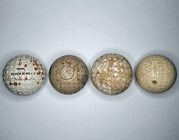 4 Antique Mesh Pattern English Balls Silver King Dunlop