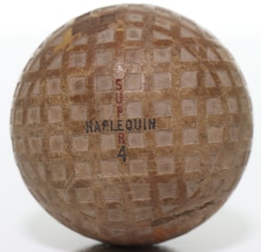 Super Harlequin England Mesh Pattern Antique Golf Ball 1920s