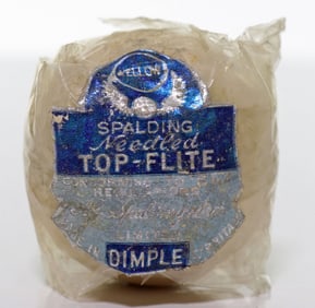 Spalding Needled Top-Flite Yellow In Wrapper Antique Golf Ball