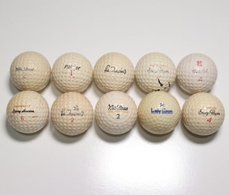 10 Vintage Signature Golf Balls 1950s to 1970s