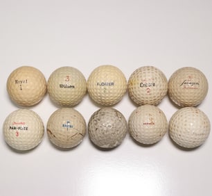 10 Vintage Golf Balls 1930s to 1970s