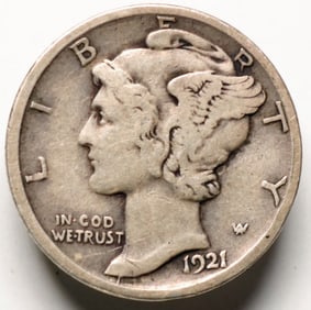 1921 D Mercury Silver Dime Nice Condition