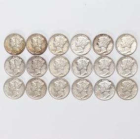 1940 to 1945 Mercury Dime Complete S-D-P Mint Mark Set