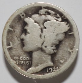 1921 P Mercury Silver Dime Nice Condition