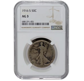 1916 S Walking Liberty Half Dollar 50c NGC AG3