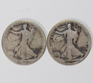1916 P & D Walking Liberty Half Dollars 50c