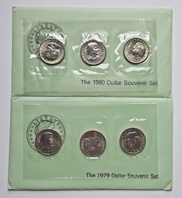 1979 & 1980 Susan B Anthony US Mint Souvenir Dollar Sets