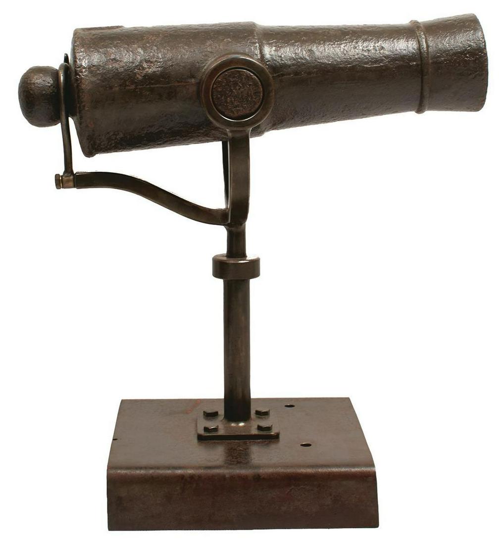 A CAST IRON ONE AND A HALF POUNDER SWIVEL CANNON, (1 of 8)