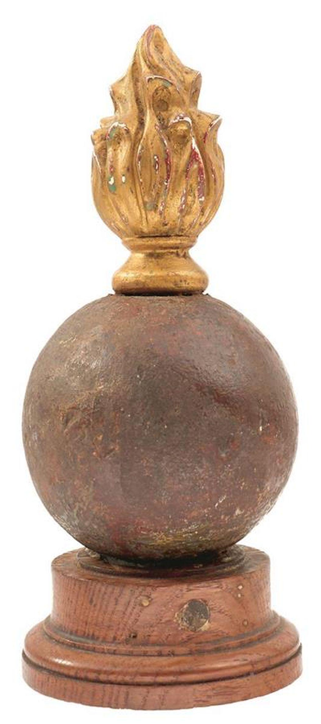 A 19TH CENTURY CANNON BALL DOOR PORTER, the 12cm hollow (1 of 7)