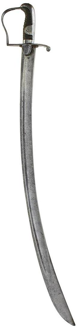 A 1796 PATTERN LIGHT CAVALRY TROOPER'S SWORD, 82cm blade by OSBORN and with Ordnance stamp,: A 1796 PATTERN LIGHT CAVALRY TROOPER'S SWORD, 82cm blade by OSBORN and with Ordnance stamp, regulation steel stirrup hilt, ribbed leather grip, together with another similar with 83.5cm blade, one lan