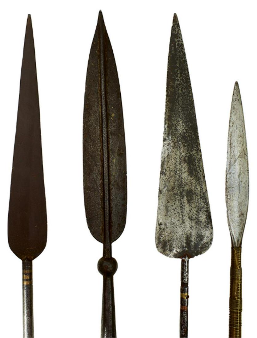 A GOOD SMALL COLLECTION OF 19TH CENTURY AFRICAN TRIBAL SPEARS, to include Dervish, Touareg: A GOOD SMALL COLLECTION OF 19TH CENTURY AFRICAN TRIBAL SPEARS, to include Dervish, Touareg chieftain's, Zulu and Somali. (10)