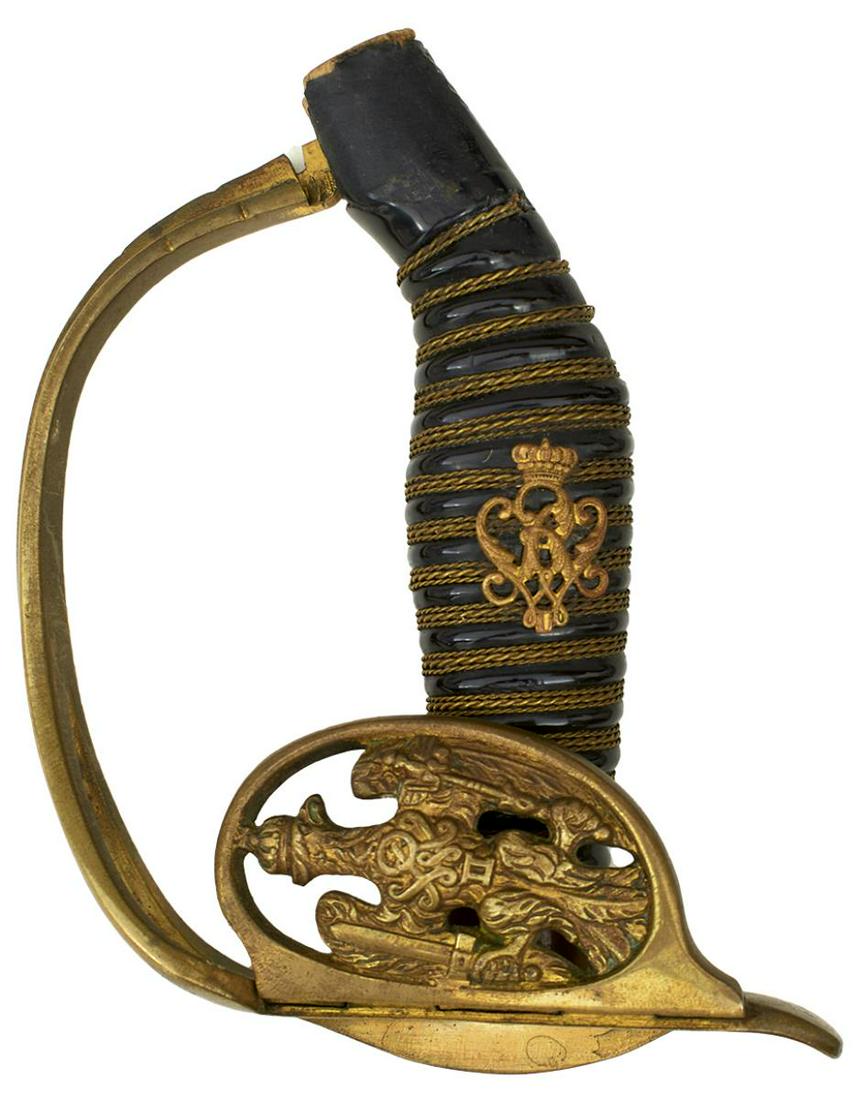 A QUANTITY OF WWI PERIOD GERMAN AND FRENCH MILITARY SWORD PARTS, two hilts for Prussian infantry: A QUANTITY OF WWI PERIOD GERMAN AND FRENCH MILITARY SWORD PARTS, two hilts for Prussian infantry officer's swords, a German cavalry officer's in nickel, a Prussian cavalry guard, two French infantry o