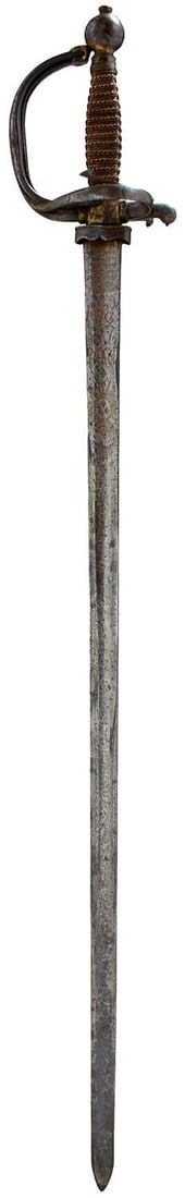 AN 18TH CENTURY FRENCH GENDARME ROYAL OFFICER'S CAVALRY SWORD,: AN 18TH CENTURY FRENCH GENDARME ROYAL OFFICER'S CAVALRY SWORD, circa 1767, Louis XV, 77cm blade etched in gold with Vive le Roy, the French Royal coat of arms, and maker's name and address Bernard Dan