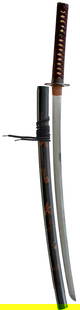 A KATANA,: A KATANA, 66.1cm Koto blade with two-mekugi-ana, one filled, signed Kagamitsu, midare hamon, fully bound tsuka with iron fuchi-kashira chiselled with a dragon and waves, shakudo and gilt floral menuki