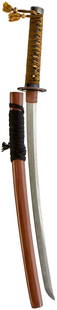 A WAKIZASHI,: A WAKIZASHI, 54cm Shinto blade with one mekugi-ana, midare hamon, in modern koshirae.