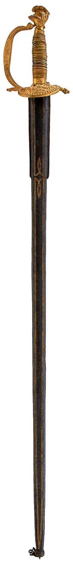 A COMPOSITE SOUTH AMERICAN OFFICER'S SWORD,: A COMPOSITE SOUTH AMERICAN OFFICER'S SWORD, 79cm flattened diamond section blade by Blamey of London, etched with scrolling foliage and crowned VR cyphers, characteristic gilt hilt, the D-shaped knuck