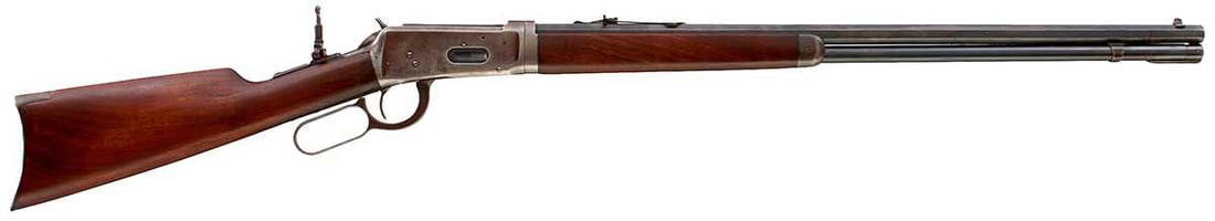 A .32-40 OBSOLETE CALIBRE WINCHESTER MODEL 1894 LEVER ACTION TAKE-DOWN RIFLE,: A .32-40 OBSOLETE CALIBRE WINCHESTER MODEL 1894 LEVER ACTION TAKE-DOWN RIFLE, 26inch sighted octagonal blued barrel with full length tube magazine, fitted with rear sliding sights, the steel action wi