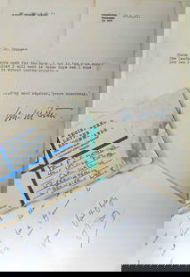 OF LUFTWAFFE INTEREST,: OF LUFTWAFFE INTEREST, a signed Hans-Ulrich Rudel letter addressed to a Mr Brooks, thanking him for the book and leather wallet, dated 27th May 1967, signed in ink. Together with a covering letter and
