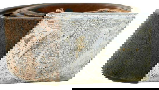 A THIRD REICH SS BELT AND BUCKLE,: A THIRD REICH SS BELT AND BUCKLE, the plated buckle embossed with an eagle, wreath and motto, SS marked to the reverse, the leather belt stamped RZM L2/256/38 SS.