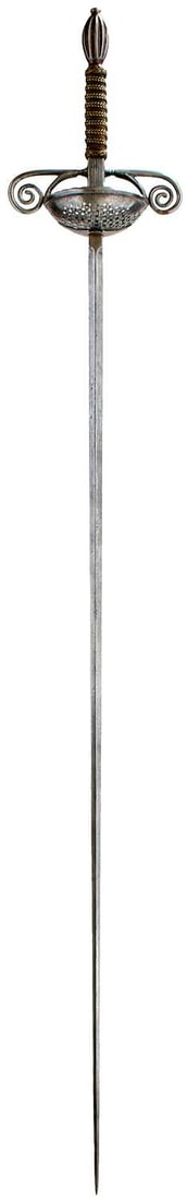 A 17TH CENTURY ENGLISH CUP-HILT RAPIER, (1 of 15)