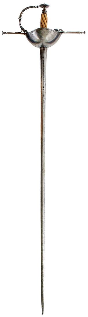 A 17TH CENTURY SPANISH CUP-HILT RAPIER, (1 of 19)
