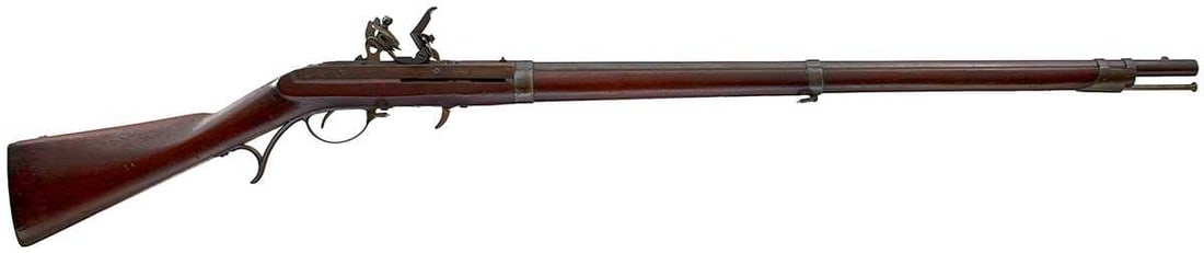 A GOOD .52 CALIBRE FLINTLOCK BREECH LOADING HALL'S PATENT SERVICE RIFLE, (1 of 17)