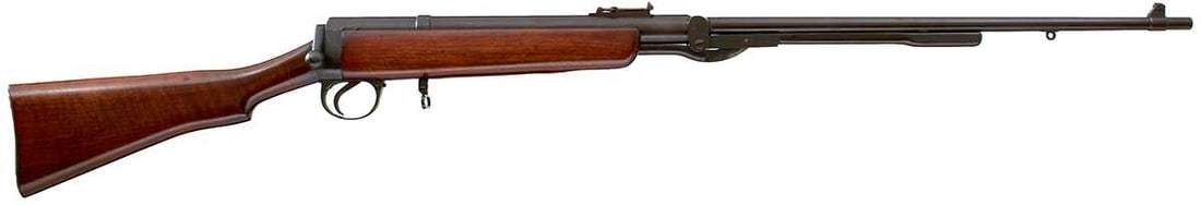 A RARE .22 CALIBRE BSA MILITARY PATTERN AIR RIFLE,: 21inch sighted barrel fitted with rear ladder sights and stamped with the Model and manufacturer's details, half military stocked with regulation steel mounts, serial no. 402 to the breech and 646T