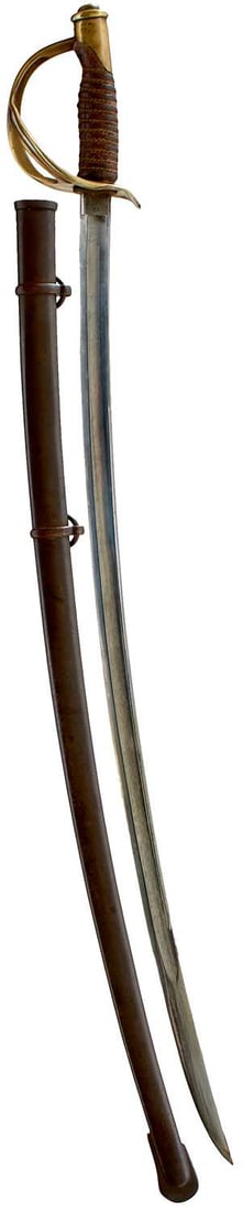 AN AMERICAN CIVIL WAR PERIOD MODEL 1860 CAVALRY TROOPER'S SABRE,: 89cm curved fullered blade stamped US C.E.W 1865 and with maker's stamp for MANSFIELD & LAMB, regulation three-bar brass hilt with D-shaped knuckle guard, the pommel stamped with the Troop or