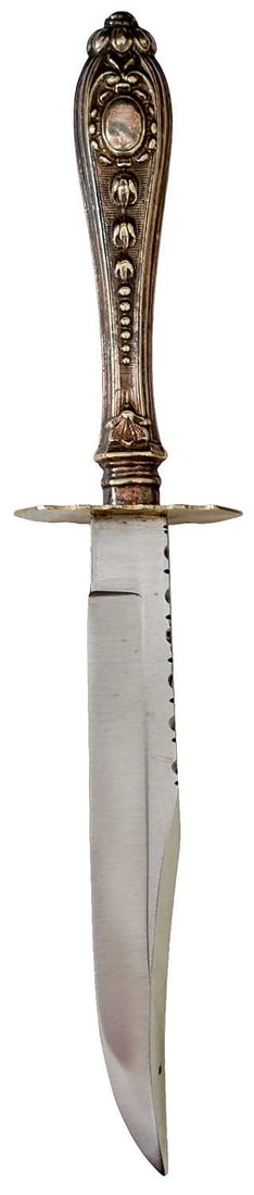 A FREDERICK WALTER JAMES CUTLERY HANDLE BOWIE KNIFE, (1 of 6)