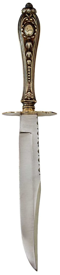 A FREDERICK WALTER JAMES CUTLERY HANDLE BOWIE KNIFE, (1 of 6)