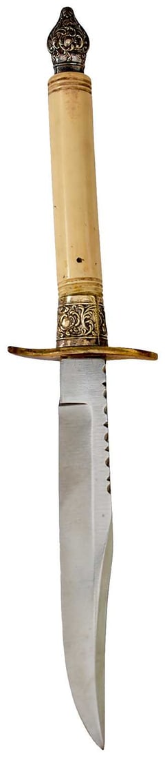 A FREDERICK WALTER JAMES CUTLERY HANDLE BOWIE KNIFE, (1 of 8)