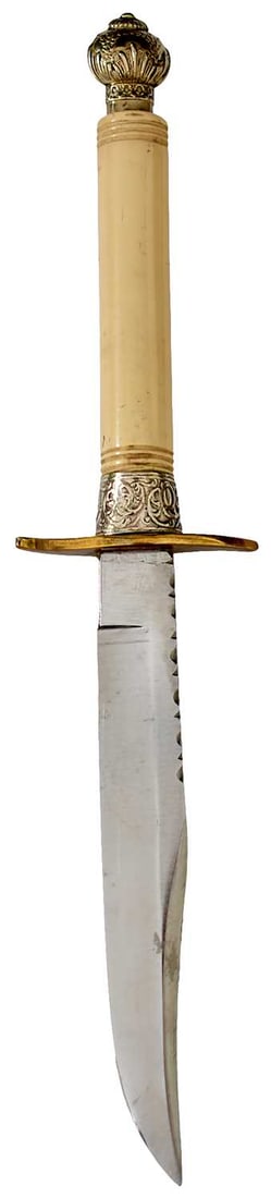 A FREDERICK WALTER JAMES CUTLERY HANDLE BOWIE KNIFE, (1 of 9)