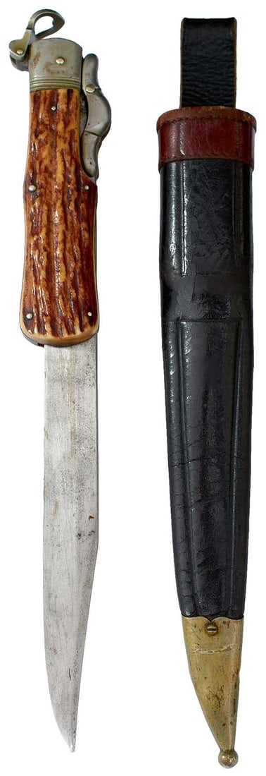 A FIRST WAR PERIOD GERMAN FOLDING BOWIE KNIFE BY HERDER, (1 of 8)