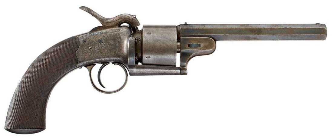 A 56-BORE SIX-SHOT PERCUSSION TRANSITIONAL REVOLVER BY THOMAS BOSS, (1 of 20)