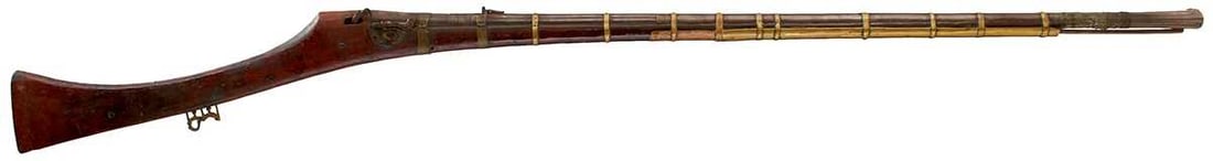 A LATE 18TH OR EARLY 19TH CENTURY 32-BORE INDIAN MATCHLOCK LONGGUN, (1 of 14)