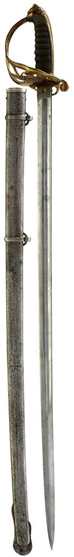 AN 1822 PATTERN INFANTRY OFFICER'S SWORD,: 82cm curved fullered blade etched with scrolling foliage, crowned VR cyphers and a maker's panel for Flight of Winchester, regulation brass gothic hilt incorporating a crowned VR cypher, wire bound