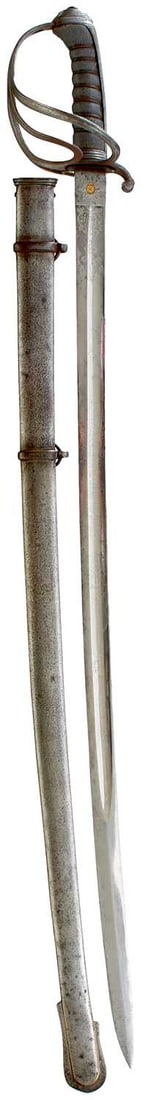 AN 1821 PATTERN EAST INDIA COMPANY CAVALRY OFFICER'S SWORD,: 89cm slightly curved clean fullered blade by Maynard & Harris, etched with scrolling foliage, crowned VR cypher and crowned rampant lion emblem of the Honourable East India Company, regulation